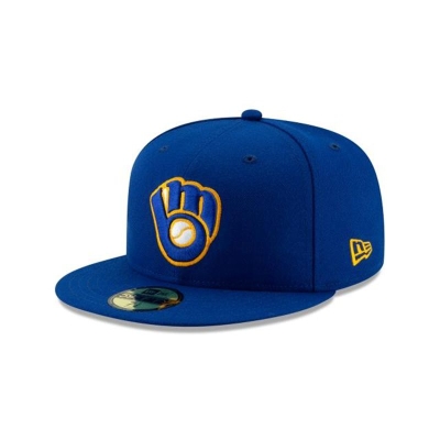 Blue Milwaukee Brewers Hat - New Era MLB Alt Authentic Collection 59FIFTY Fitted Caps USA6792350